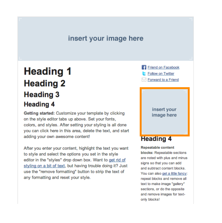 Callout of the second image placeholder in the email preview