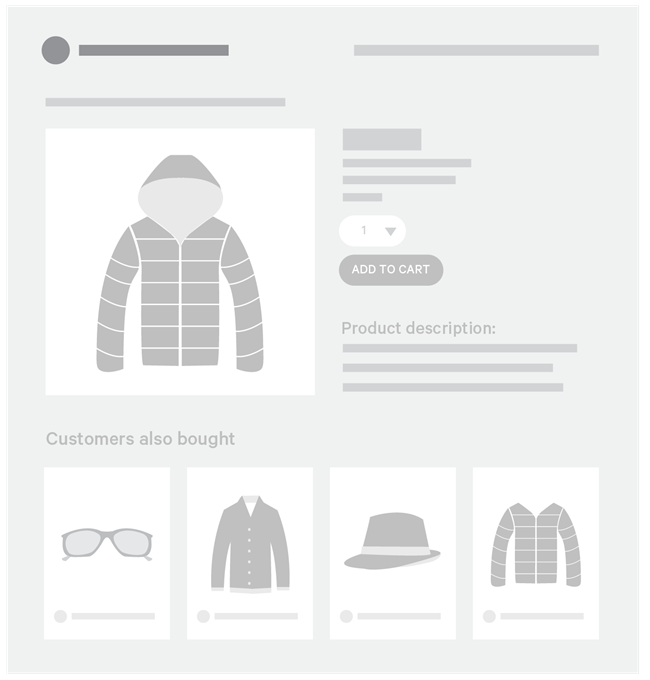 Illustration of a 'Customers Also Bought' slider of recommendations on a product details page