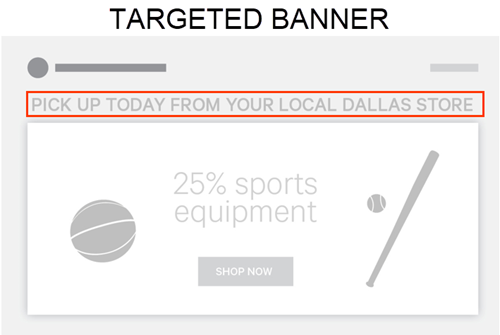 An online retailer's site with a banner targeted to Dallas-area customers