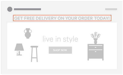 Illustration showing a banner promoting free shipping on a retailer's site