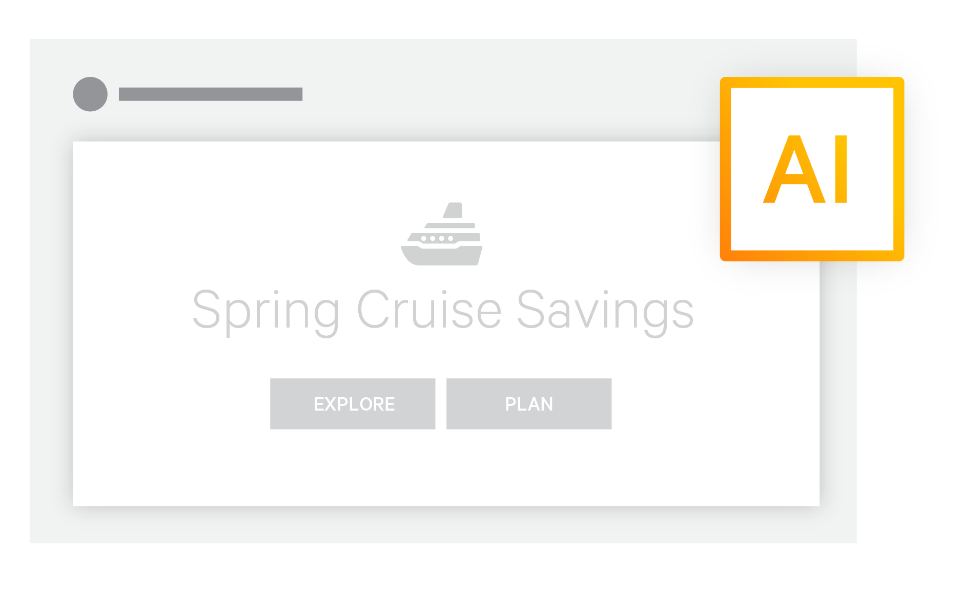 Illustration of a cruiseline's homepage that's the subject of an Automated Personalization experience