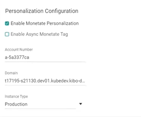 Example of Personalization Configuration settings