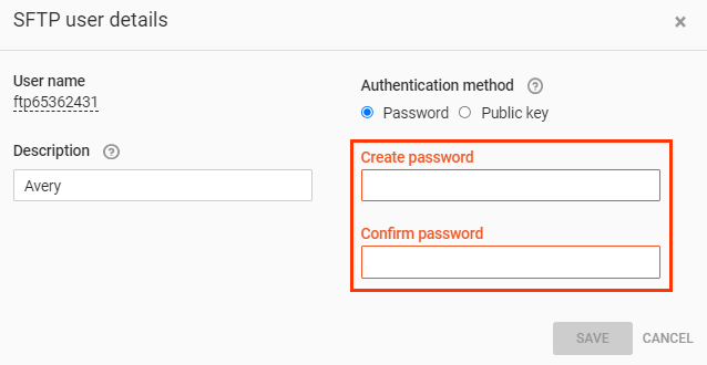 Callout of the 'Create password' and 'Confirm password' fields