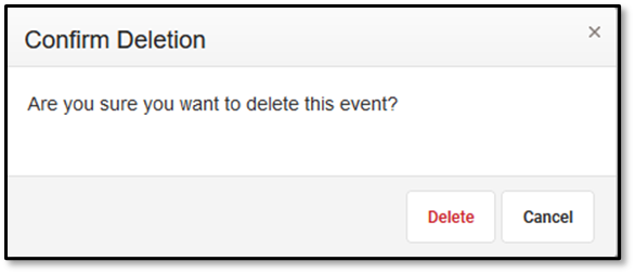 Screenshot of confirming a deletion
