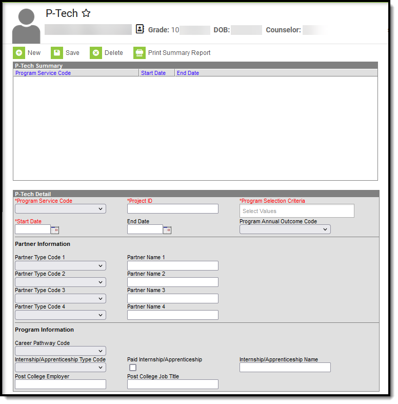 Screenshot of the P-Tech tool.