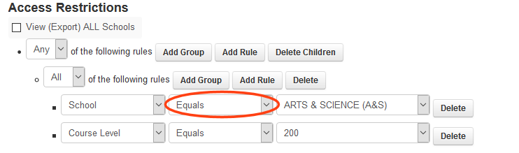 equals/does not equal dropdown