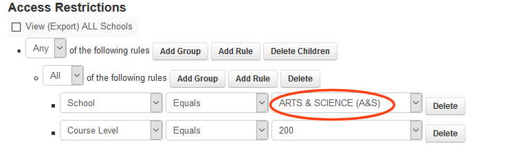 attribute dropdown, arts and sciences