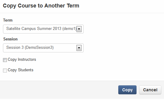 Copy course to another term window