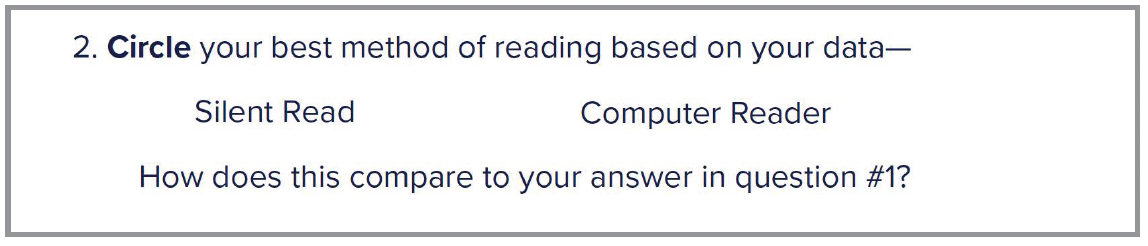 Student question number two on the Student Data Talk form