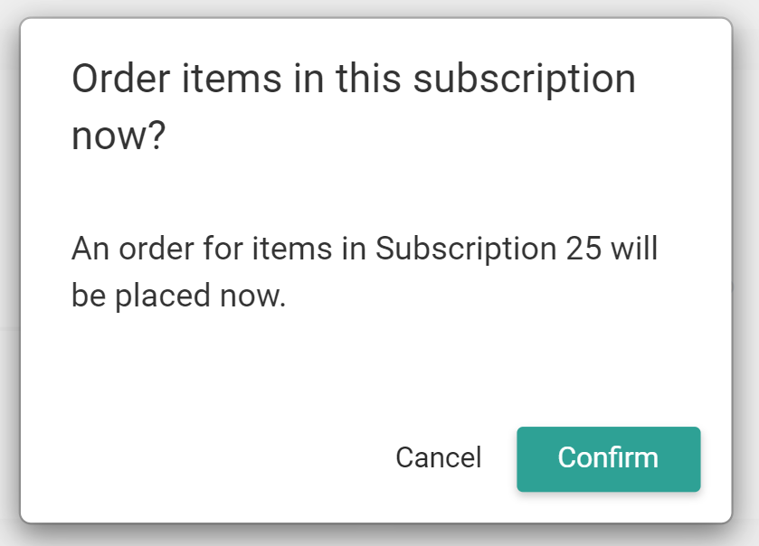 A pop-up asking for confirmation to place the order