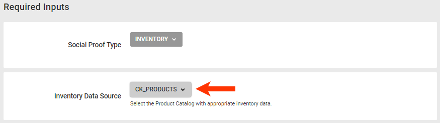 Callout of the Inventory Data Source selector