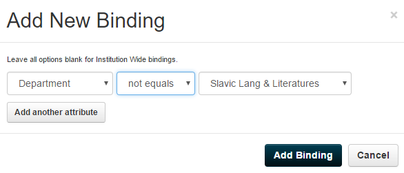add new binding: department not equals slavic lang and literatures