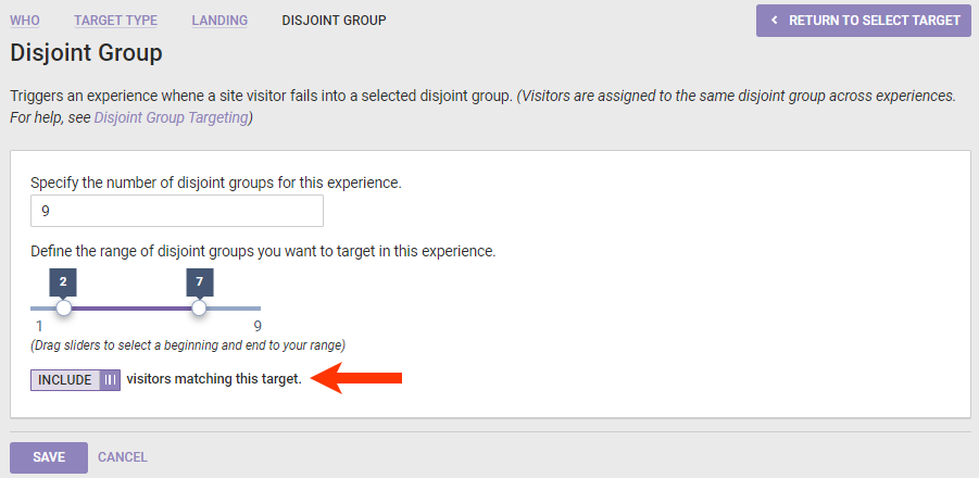 Callout of the INCLUDE 'visitors matching this target' toggle