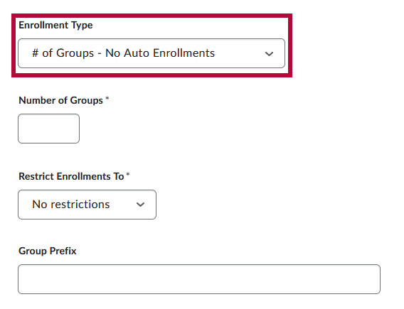 Shows Enrollment Type options.