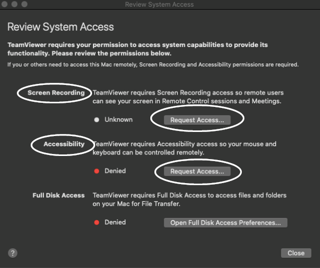 Review system access options