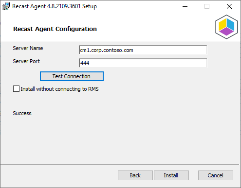 Recast Agent Configuration in the installer.