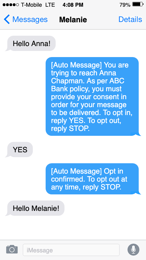 Example Texting Disclaimer with Consent