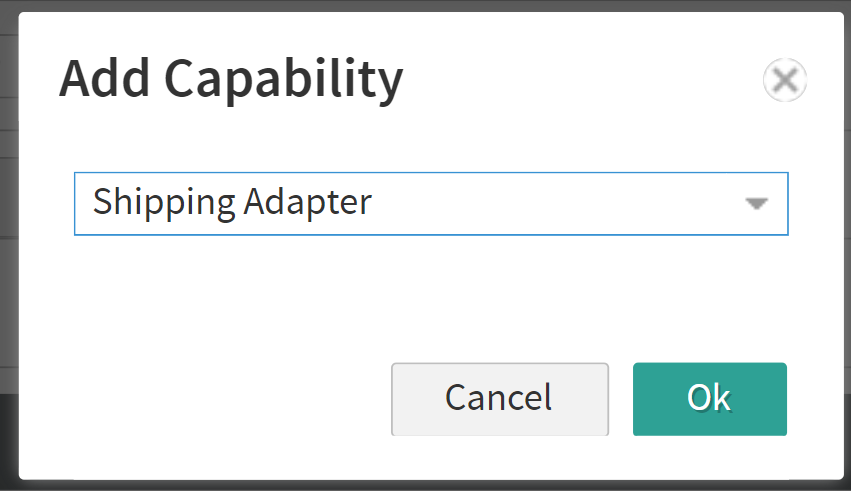 The Add Capability pop-up with Shipping Adapter selected