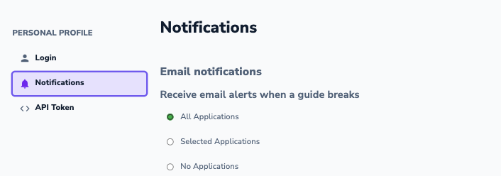 E-mail notifcations settings