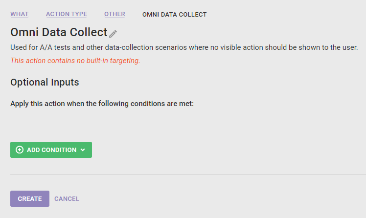 Example of an Omni Data Collect action template