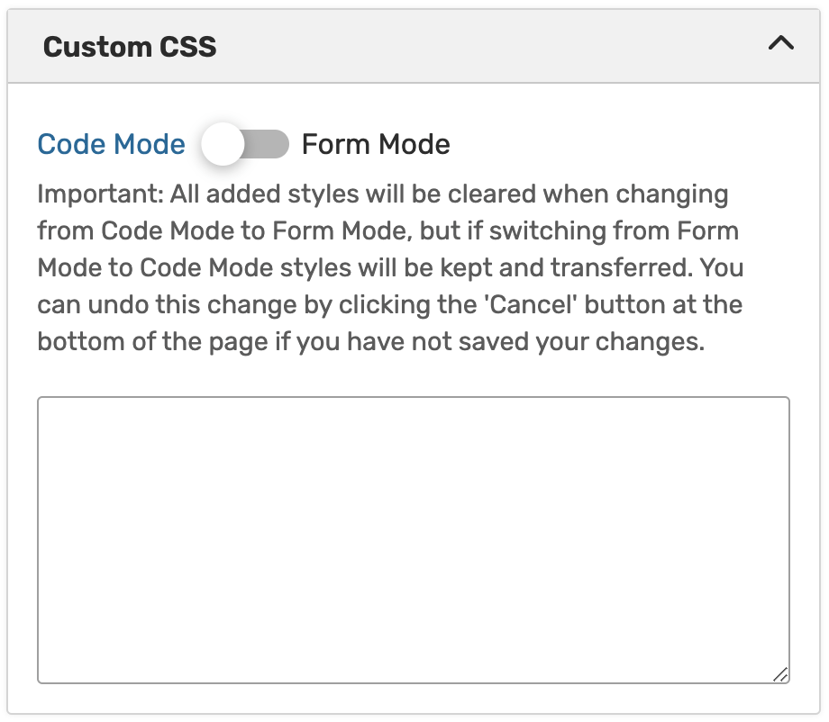 Custom CSS Code Mode view