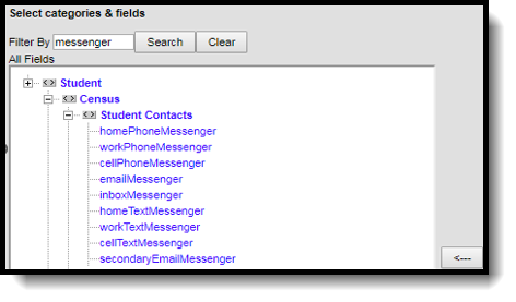 Screenshot of the Messenger Contact Preferences Ad hoc Fields.