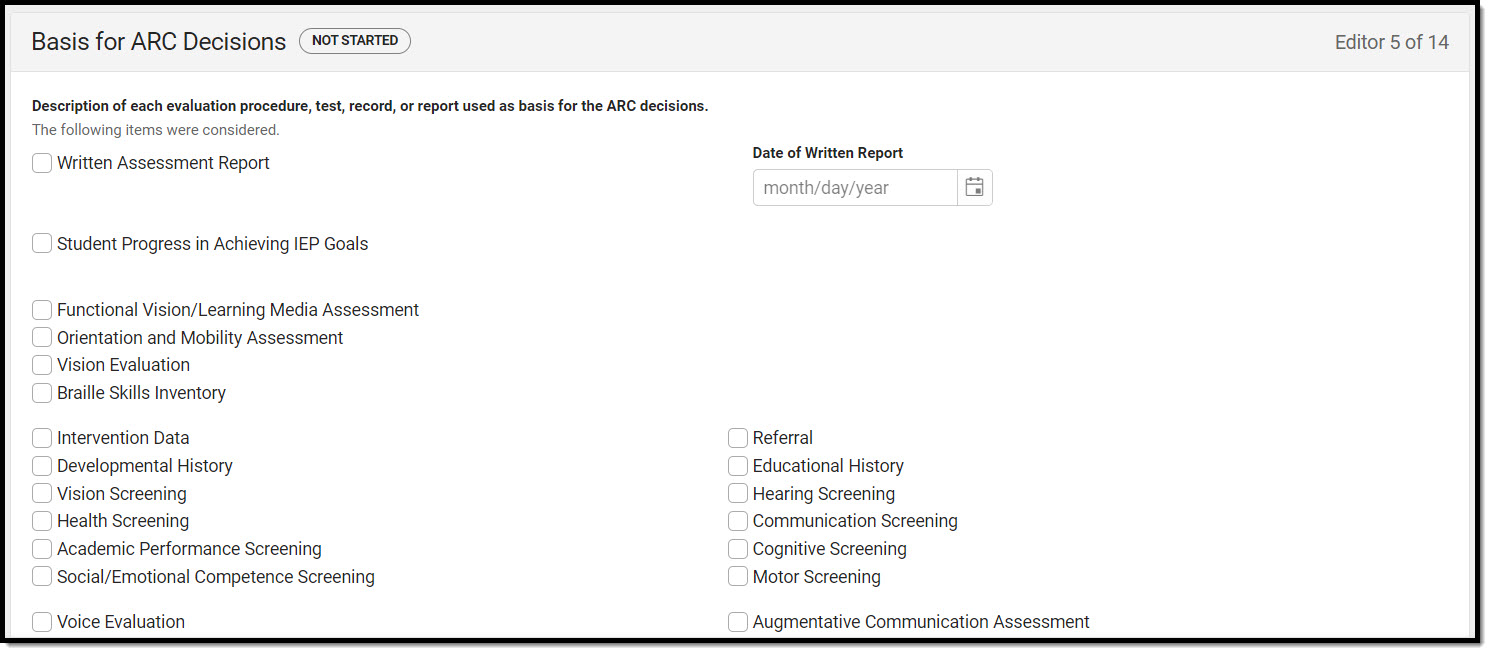 Screenshot of the ARC Decisions editor. 