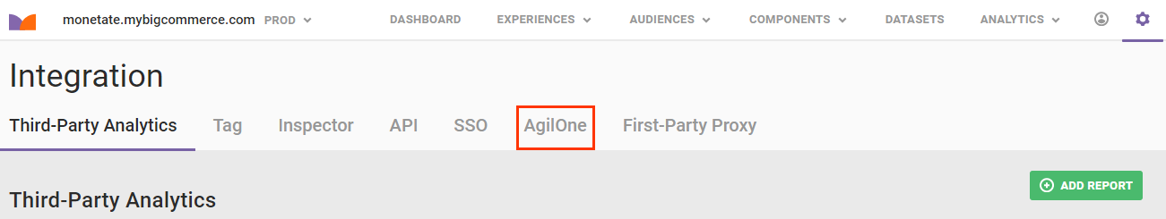 Callout of the AgilOne tab on the Integration page