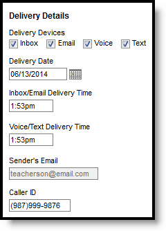 Screenshot of the Delivery Details section of a message.