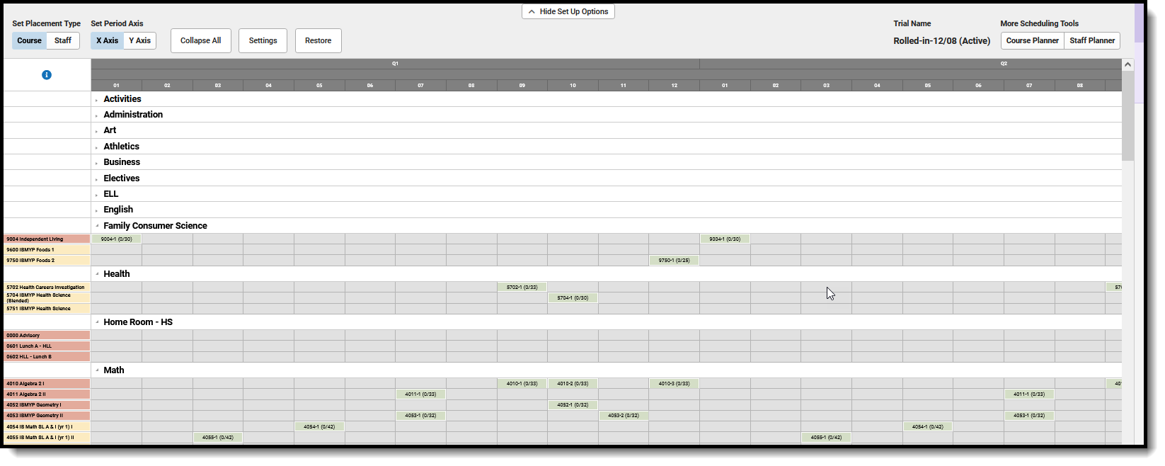 Screenshot of the Full Screen view of the Scheduling Board