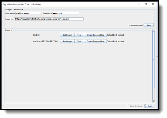 Screenshot of Data Extract Utility Client