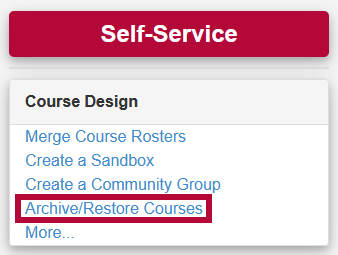 Identifies Archived/Restore Courses link
