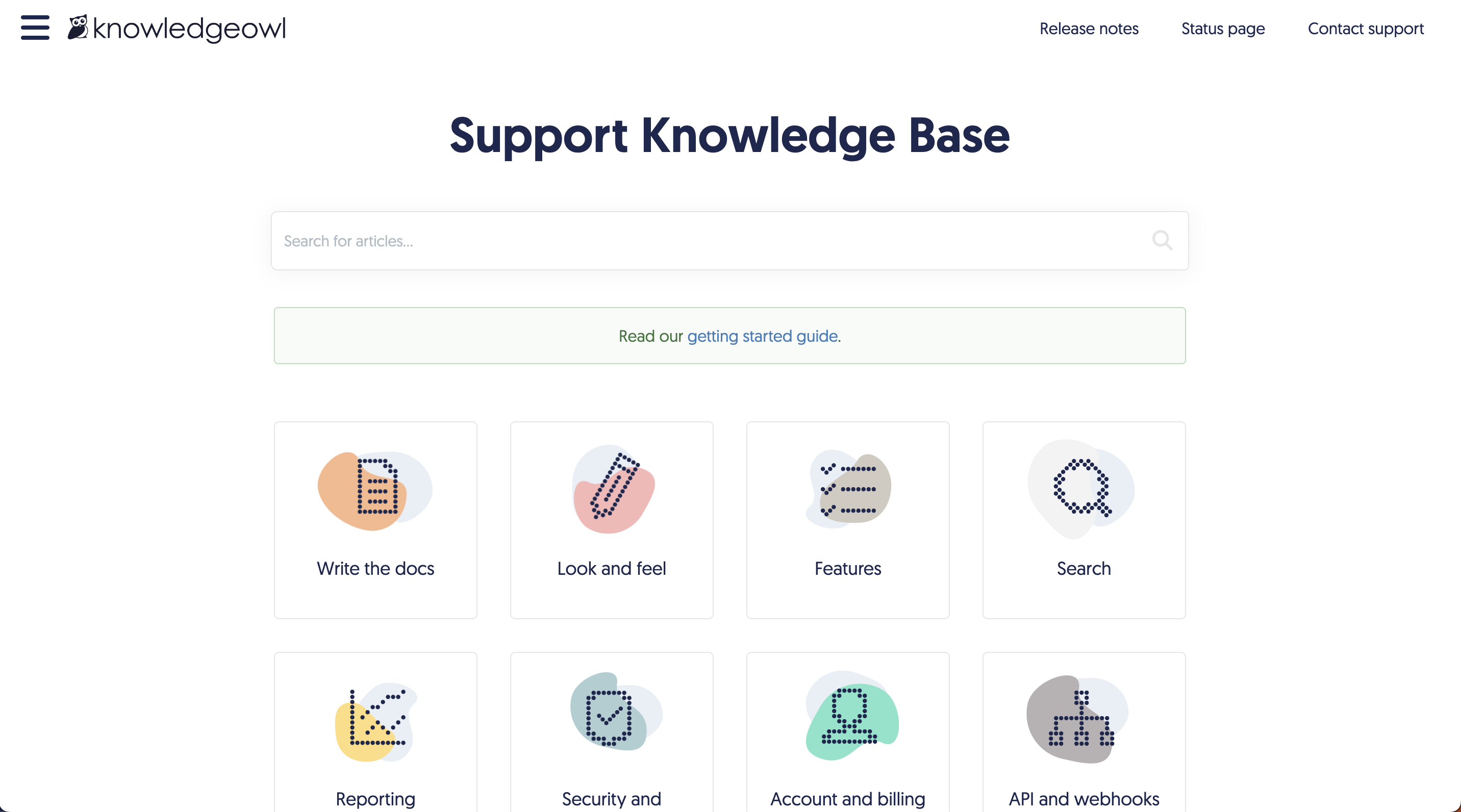 KnowledgeOwl Support Knowledge Base Homepage