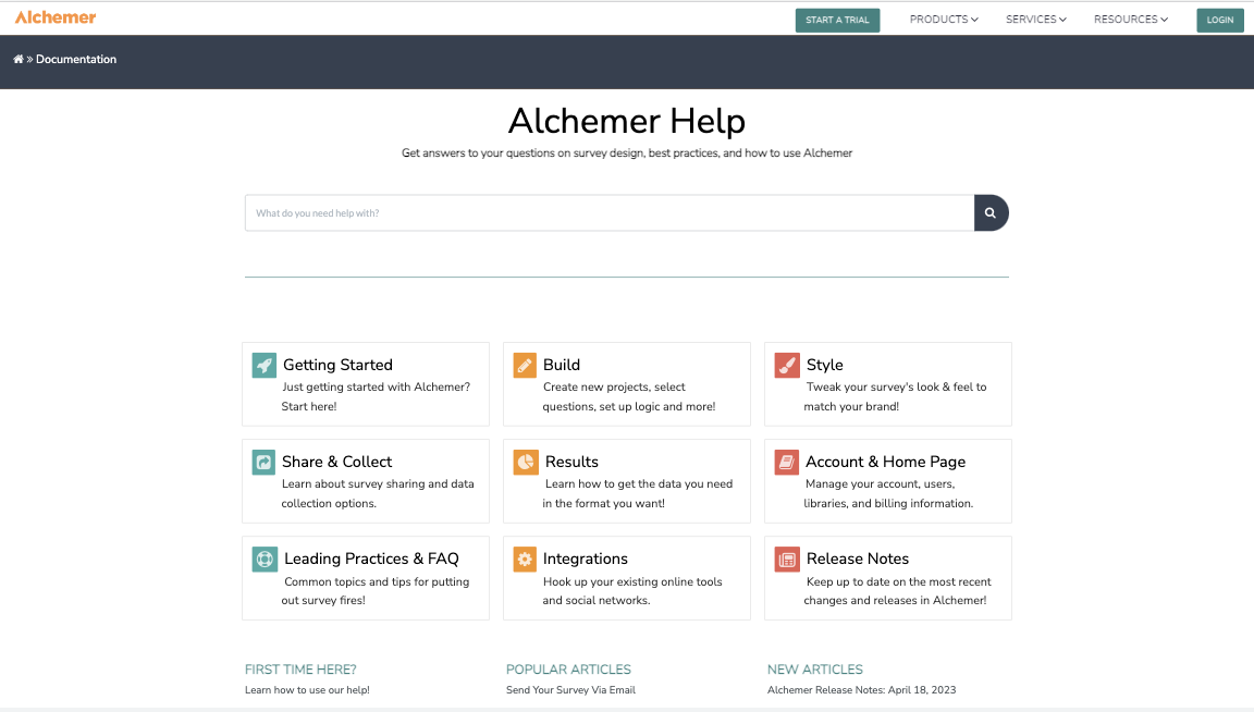 Alchemer Help Homepage