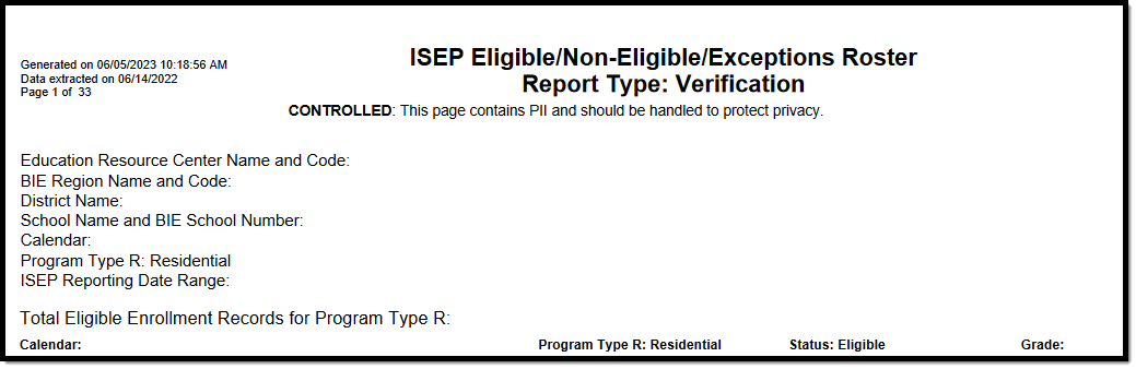 Image of the Header Section of the Residential Verification Report.