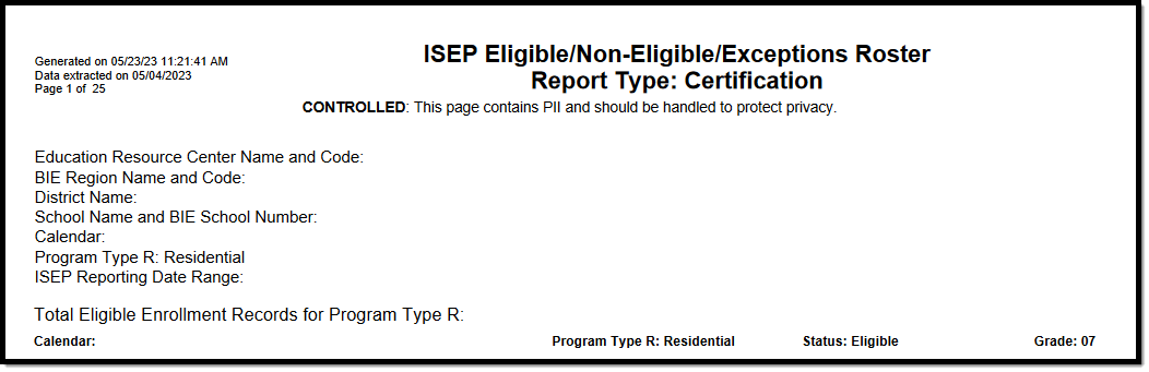 Image of the header section of the Residential Certification Report.