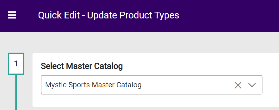 The Select Master Catalog step with an example 