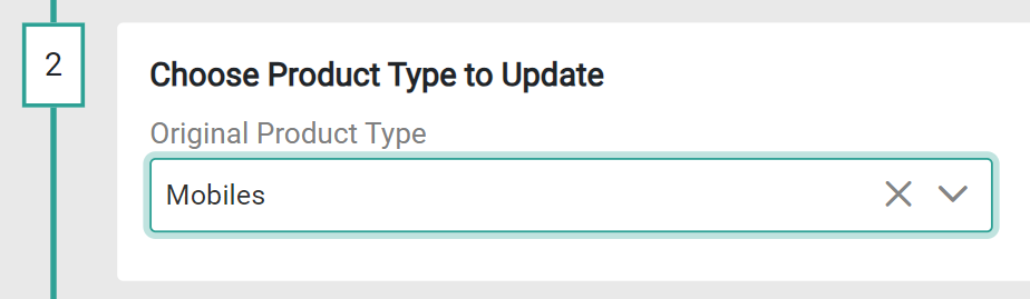 The Choose a Product Type to Update step with 