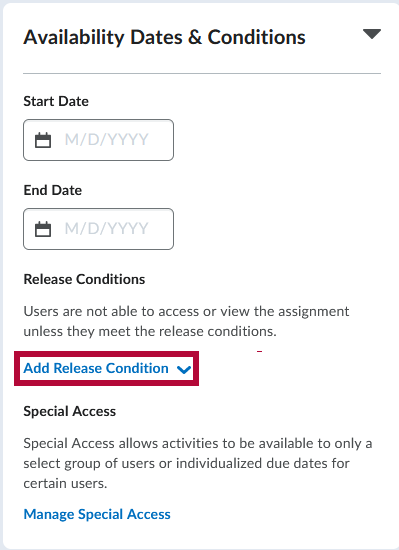 Shows Release Conditions options.