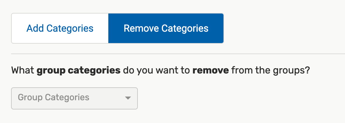 What group categories do you want to remove from the groups? dropdown menu