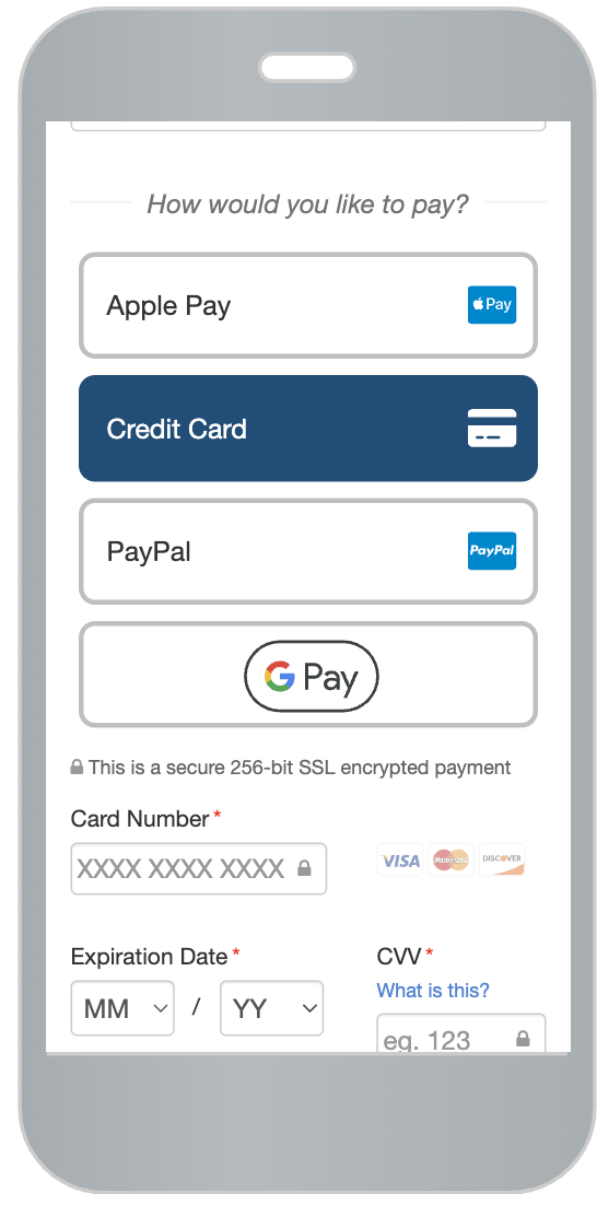 Apple Pay button shown on donation form