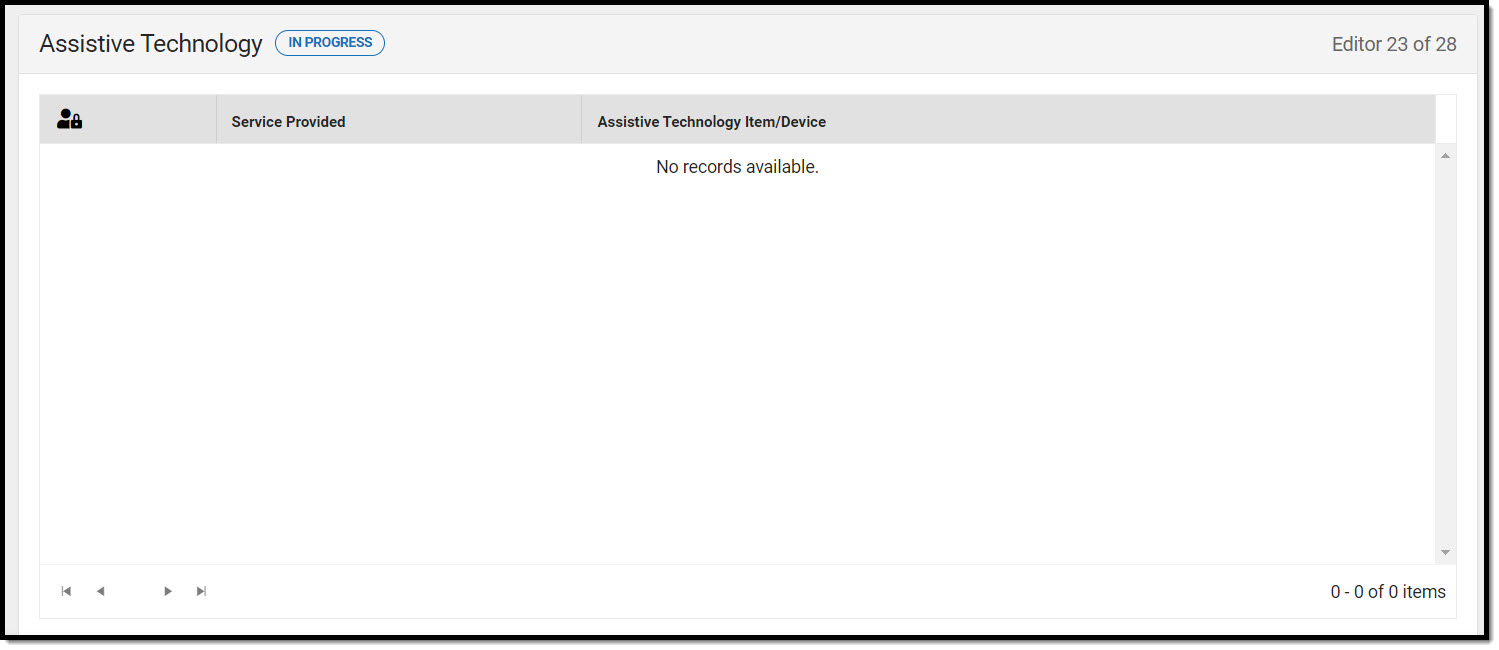 Screenshot of the Assistive Technology list screen.