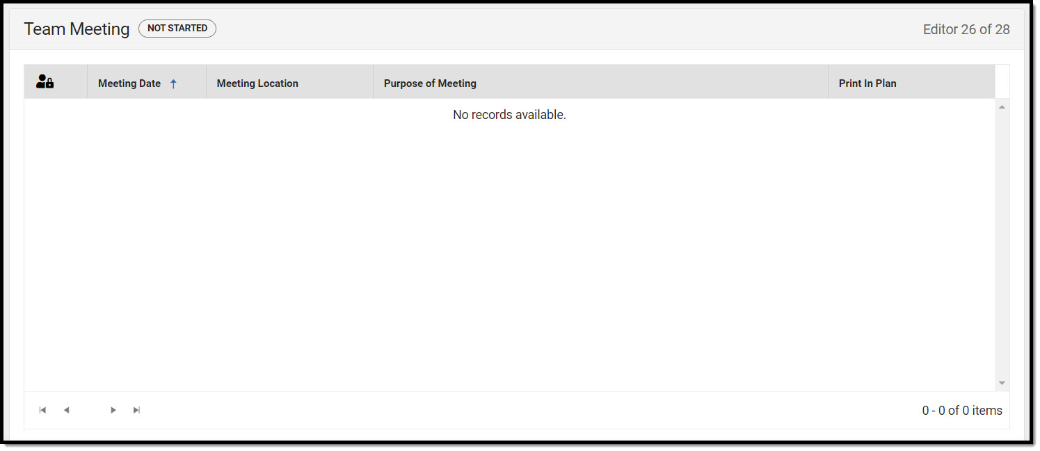 Screenshot of the Team Meeting List Screen.