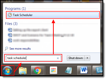 Screenshot of the windows task scheduler