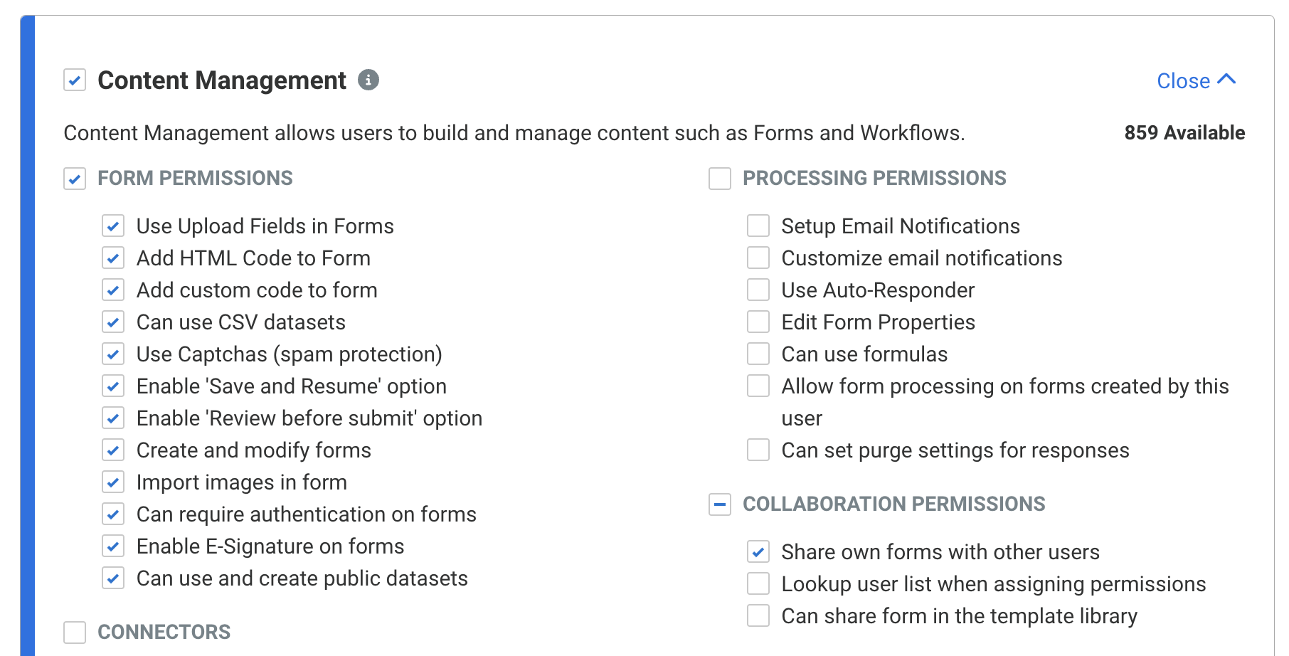 View when configuring/editing permissions