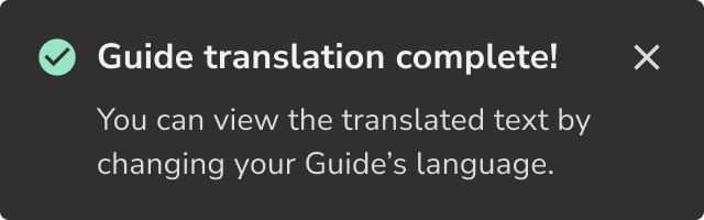 Auto-Translate confirmation window with completion notification