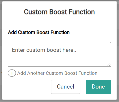 The Custom Boost Function modal