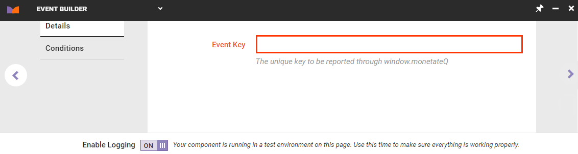 Callout of the Event Key field on the Details tab of Event Builder