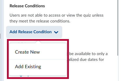 Shows Release Conditions options.