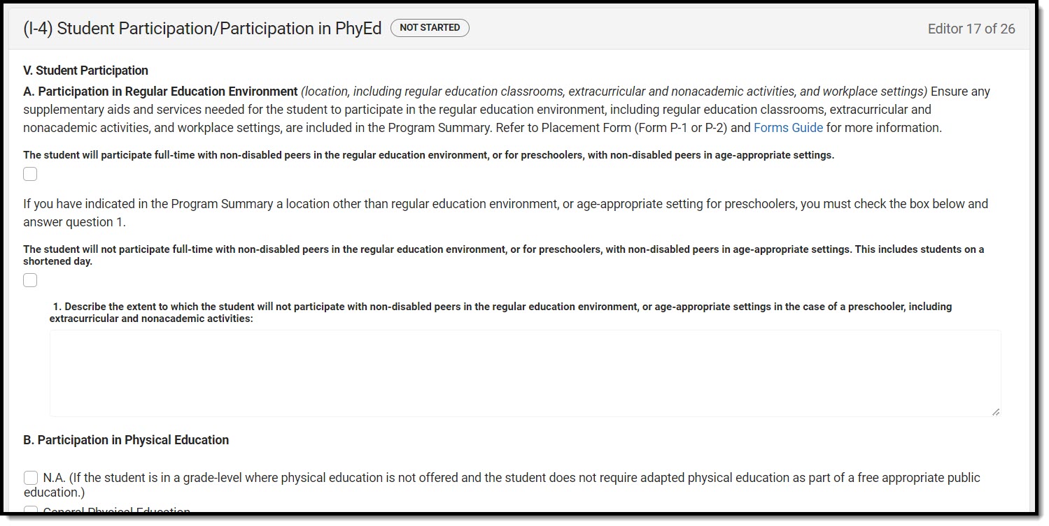 Screenshot of the Student Participation/Participation in PhyEd editor.